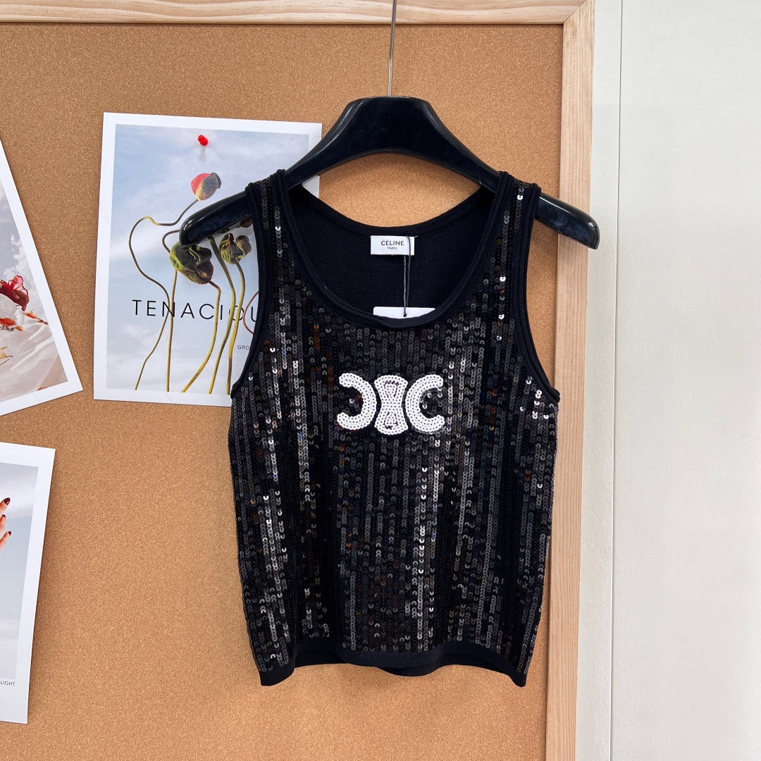 CELINE 26S SEQUIN KNIT TANK TOP 142