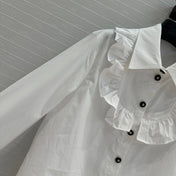 CC 25 Lace Collor Shirt White Cotton
