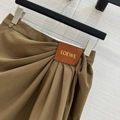 Loewe 25 Draped Skirt Khaki Brown Polyester Fiber