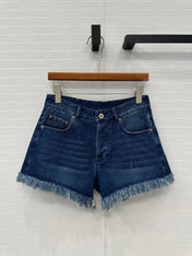 Loewe Raw-edge Denim Shorts Blue Cotton