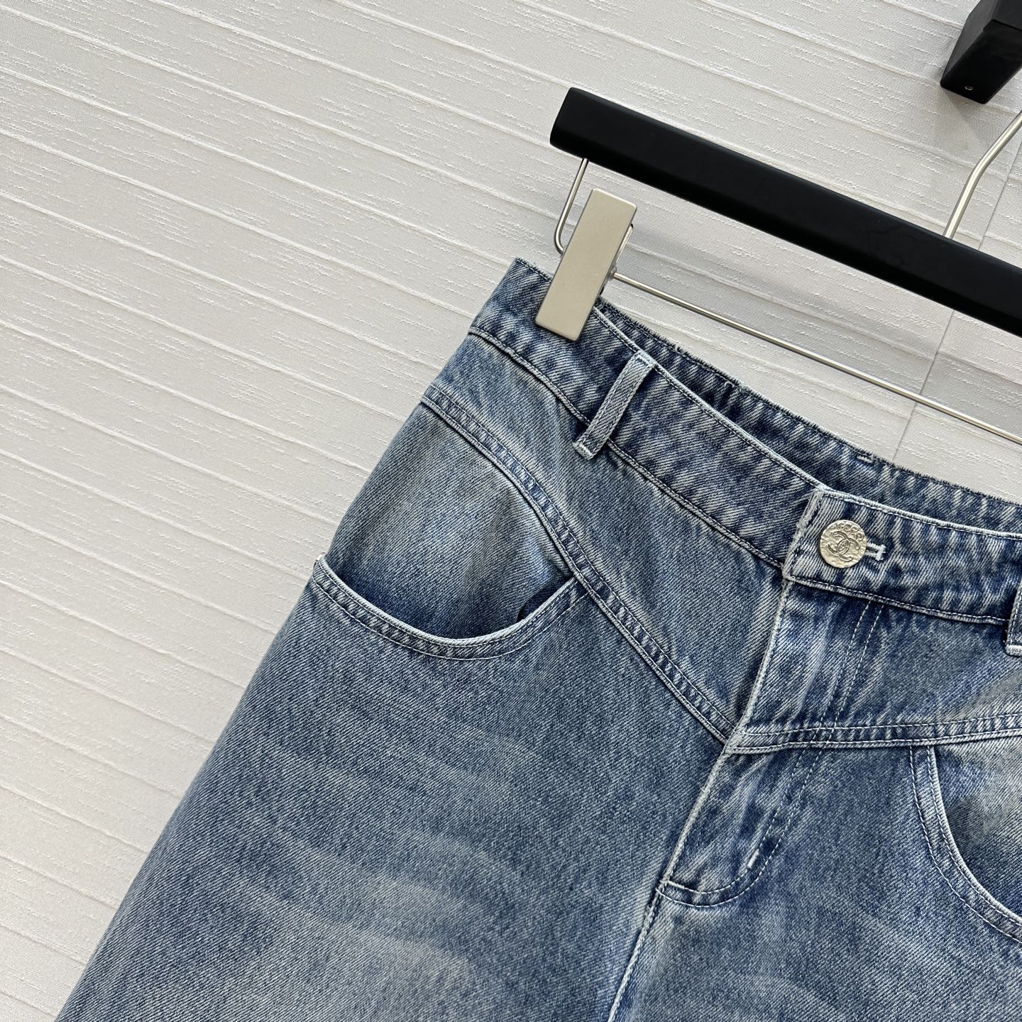 CC 25 Embroidered Pant Blue Denim Cotton