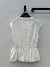 DIOR WHITE SLEEVELESS TOP WITH RUCHED WAIST