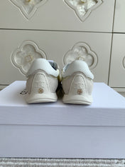 CELINE 26S TRIOMPHE RUNNER SNEAKERS IN CREAM WHITE NYLON AND LIGHT GREY SUEDE