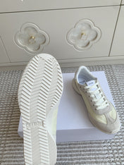CELINE 26S TRIOMPHE RUNNER SNEAKERS IN CREAM WHITE NYLON AND LIGHT GREY SUEDE