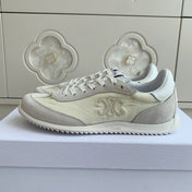 CELINE 26S TRIOMPHE RUNNER SNEAKERS IN CREAM WHITE NYLON AND LIGHT GREY SUEDE