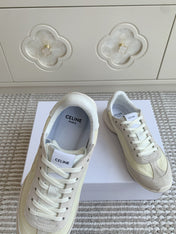 CELINE 26S TRIOMPHE RUNNER SNEAKERS IN CREAM WHITE NYLON AND LIGHT GREY SUEDE