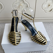 CELINE 26S CLEA TRIOMPHE GLADIATOR HEEL SANDALS 60 MM IN GOLD LAMBSKIN