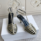 CELINE 26S CLEA TRIOMPHE GLADIATOR HEEL SANDALS 60 MM IN CHAMPAGNE GOLD LAMBSKIN