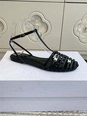 CELINE 26S CLEA TRIOMPHE GLADIATOR SANDALS IN BLACK LAMBSKIN