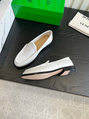 BOTTEGA VENETA 26S WOVEN LOAFERS IN WHITE LAMBSKIN