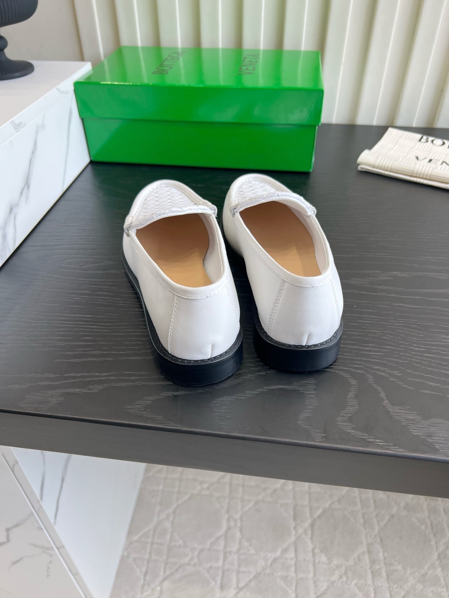 BOTTEGA VENETA 26S WOVEN LOAFERS IN WHITE LAMBSKIN