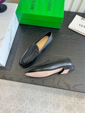 BOTTEGA VENETA 26S WOVEN LOAFERS IN BLACK LAMBSKIN