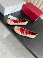 VALENTINO 26S STUD-EMBELLISHED MARY JANE IN NUDE CALFSKIN