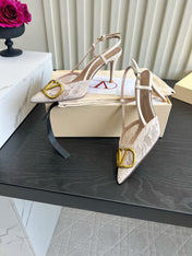 VALENTINO 26S SLINGBACKS 75 MM IN IVORY FABRIC LACE