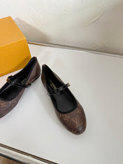 ROMY FLAT BALLERINA IN BROWN MONOGRAM CALFSKIN