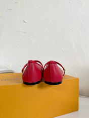 ROMY FLAT BALLERINA IN RUBY RED CALFSKIN