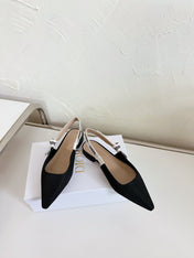 J'ADIOR SLINGBACK FLAT BLACK TECHNICAL FABRIC