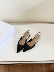 J'ADIOR SLINGBACK FLAT BLACK TECHNICAL FABRIC