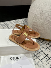 THONG SANDAL IN BRONZE BROWN CALFSKIN