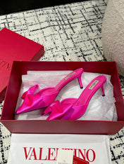 HIGH MULE IN BRIGHT PINK SILK