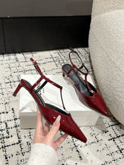 KITTEN T-BAR STRAP PUMP 5 CM IN RUBY RED PATENT CALFSKIN