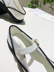 CHANEL 26S MARY JANE FLAT IN BLACK MIX WHITE FABRIC AND LAMBSKIN