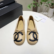 CHANEL 26S FLATS IN BEIGE LAMBSKIN WITH BOW