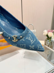 6AM HIGH HEELS 55 MM IN CLASSIC BLUE MONOGRAM DENIM