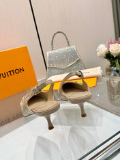 6AM SLINGBACK HIGH HEELS 55 MM IN TAN BEIGE LAMBSKIN