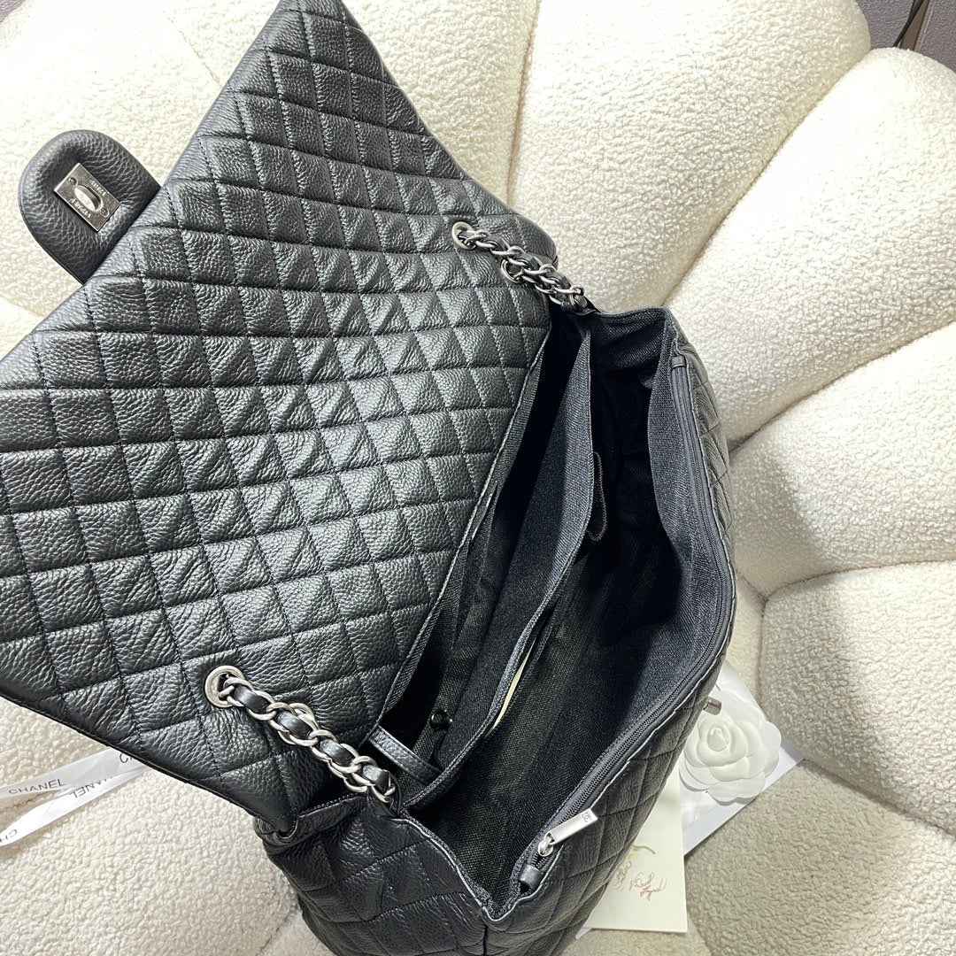 CHANEL 26S FLAP BAG 46 IN BLACK CAVIAR CALFSKIN