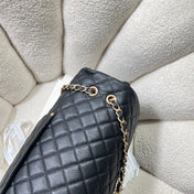 CHANEL 26S FLAP BAG 46 IN BLACK CAVIAR CALFSKIN WITH GOLD HARDWARE