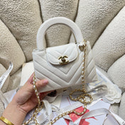 CHANEL 26S MINI KELLY BAG 19 IN WHITE CALFSKIN