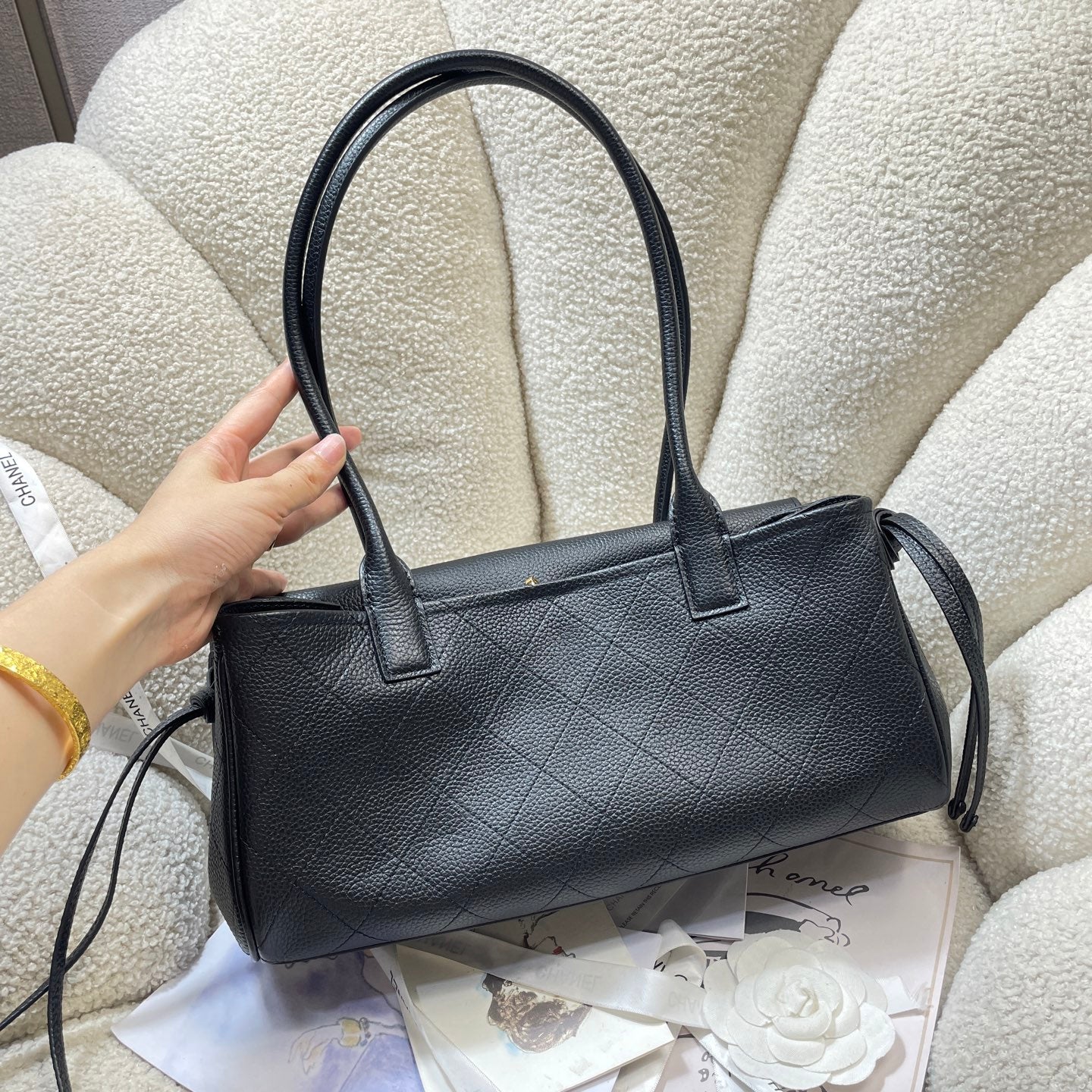 CHANEL 26S BAGUETTE BAG 31 IN BLACK CAVIAR CALFSKIN