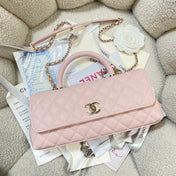 CHANEL 26S COCO HANDLE BAG 32 IN LIGHT PINK CAVIAR CALFSKIN GOLD HARDWARE