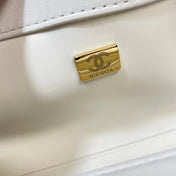 CHANEL 26S COCO HANDLE BAG 32 IN WHITE LAMBSKIN GOLD HARDWARE