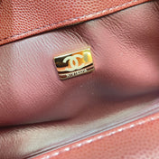 CHANEL 26S COCO HANDLE BAG 32 IN DARK RED CAVIAR CALFSKIN GOLD HARDWARE