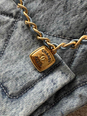 CHANEL 25S HOBO BAG 38 IN BLUE DENIM WITH GOLD HARDWARE