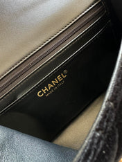 CHANEL 25S MINI FLAP BAG 23 IN BLACK VELVET WITH GOLD HARDWARE