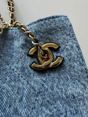 CHANEL 26S MINI BUCKET BAG 18 IN LIGHT BLUE QUILTED DENIM GOLD HARDWARE