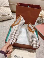 FLAT SHOES IN WHITE MESH FABRIC