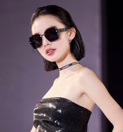 EMBOSSED LOGO SQUARE FRAME SUNGLASSES G0296 IN ACETATE AND METAL