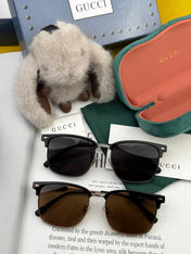 RECTANGULAR FRAME SUNGLASSES G7637 IN METAL AND ACETATE
