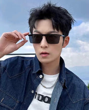RECTANGULAR SUNGLASSES L169 IN METAL