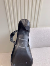 BALENCIAGA 25S HIGH SLINGBACK 35 MM IN BLACK LAMBSKIN WITH GOLD HARDWARE
