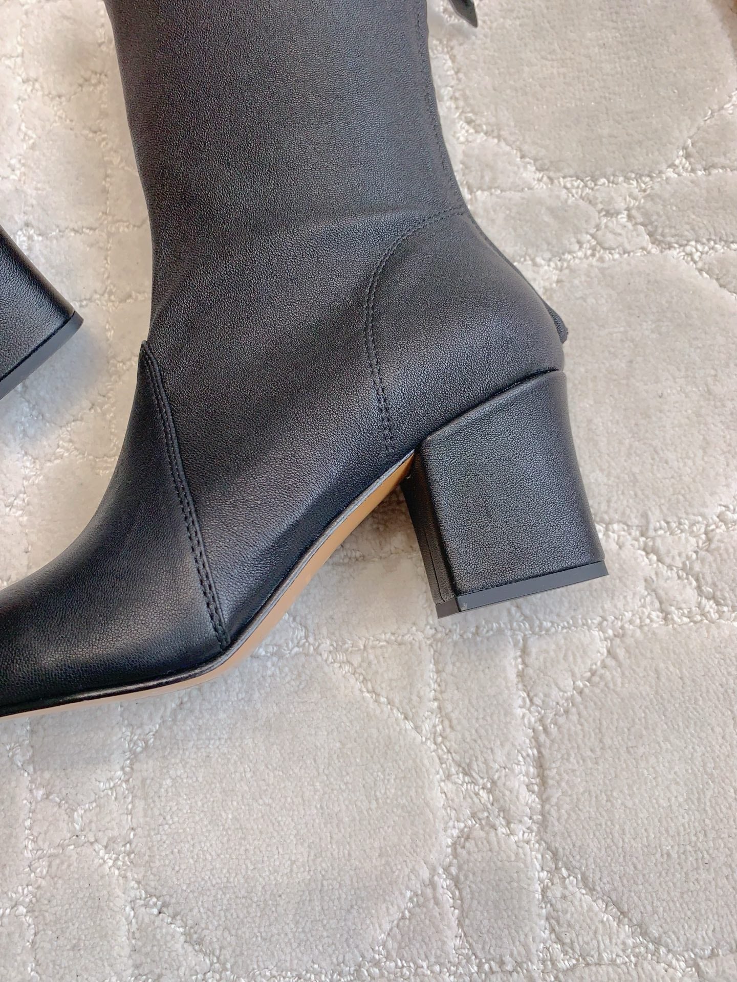 MIUMIU 26S HIGH-HEELED ANKLE BOOTS 70MM IN BLACK CALFSKIN
