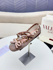 ROCKSTUD PEACH PINK MESH BALLERINA WITH CRYSTALS