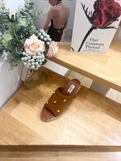 VALENTINO 26S WEDGE SANDALS IN BROWN CALFSKIN