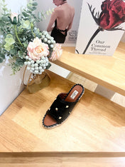 VALENTINO 26S WEDGE SANDALS IN BLACK CALFSKIN