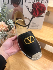 VALENTINO 26S ESPADRILLE SHOES IN BLACK CALFSKIN