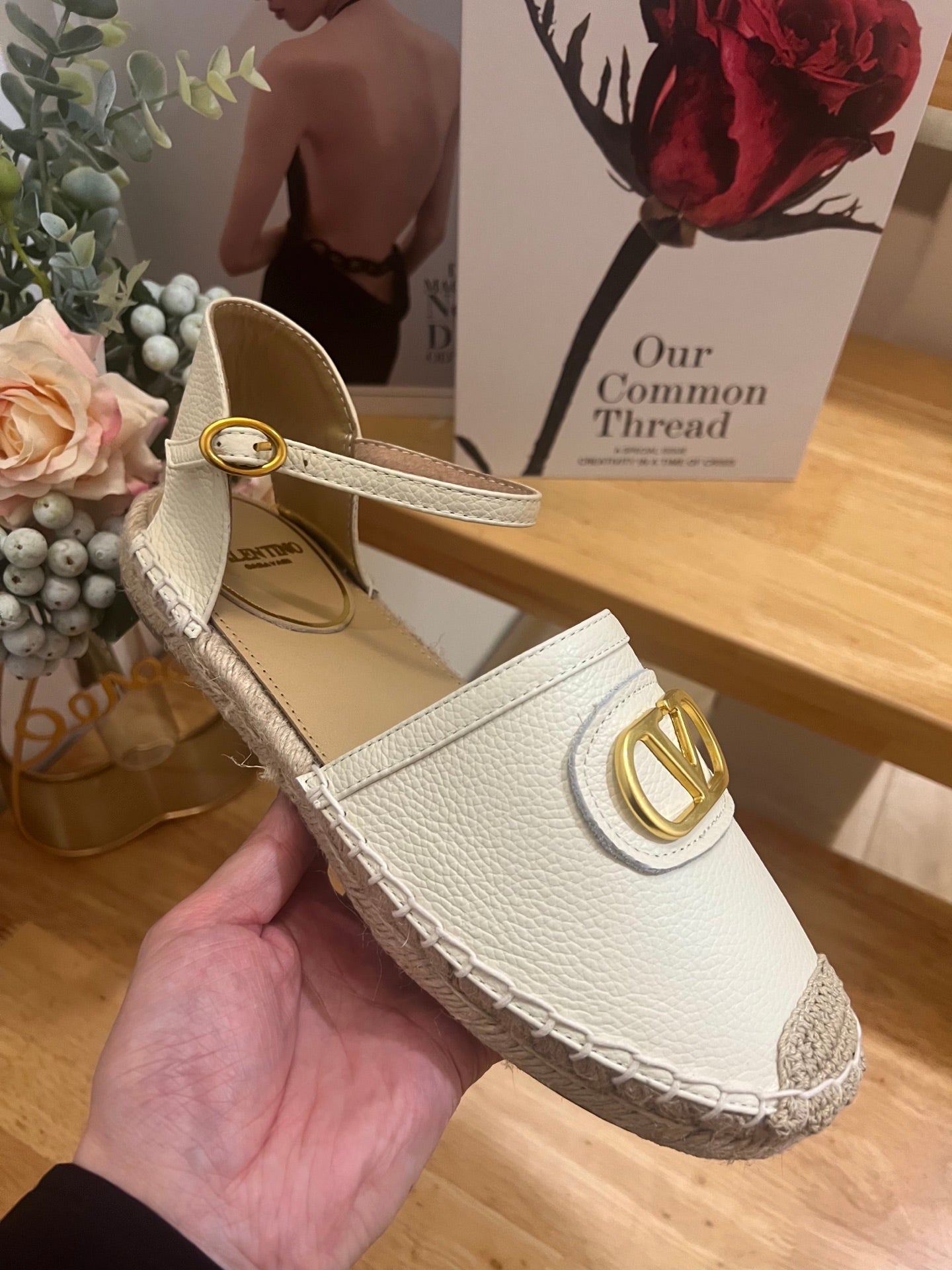 VALENTINO 26S ESPADRILLE SHOES IN WHITE CALFSKIN